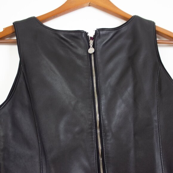 White House Black Market Black Genuine Leather Bodice Top - Picture 6 of 8